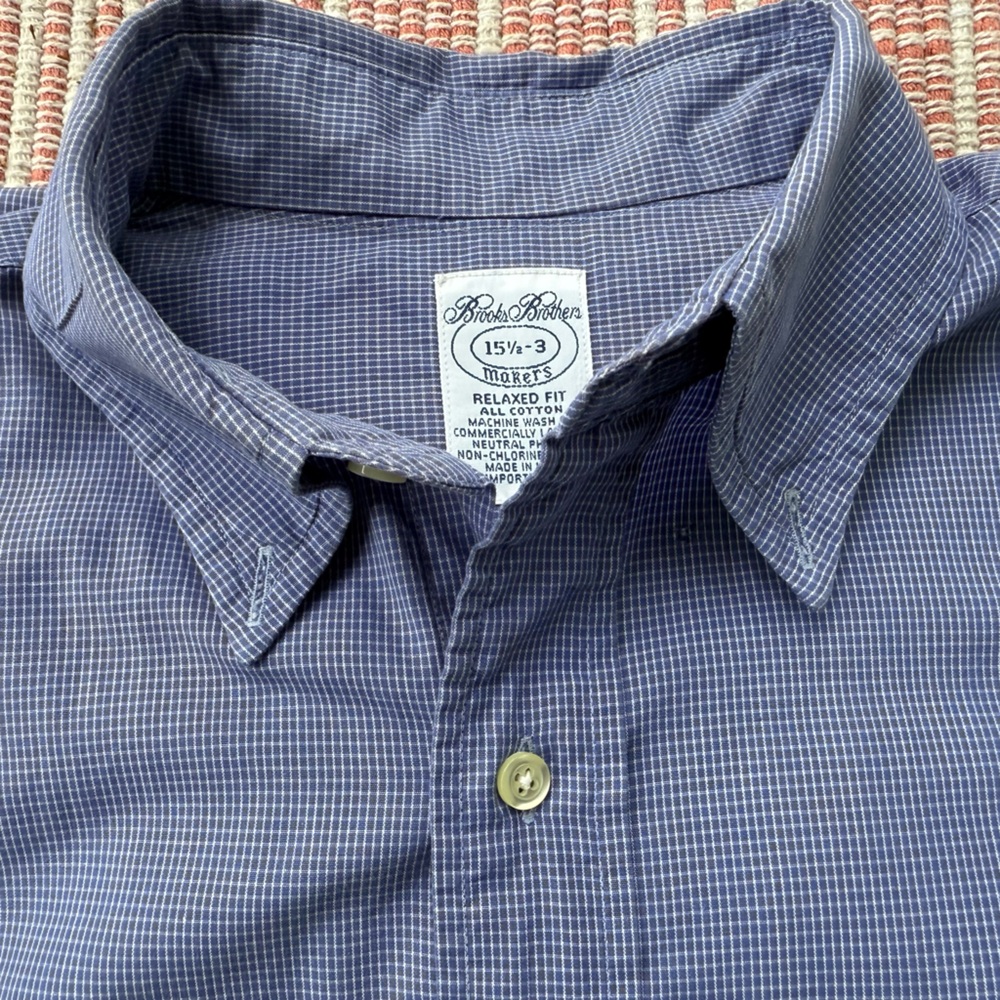 Brooks Brothers Blue Casual Button Down Shirt with Gingham Pattern